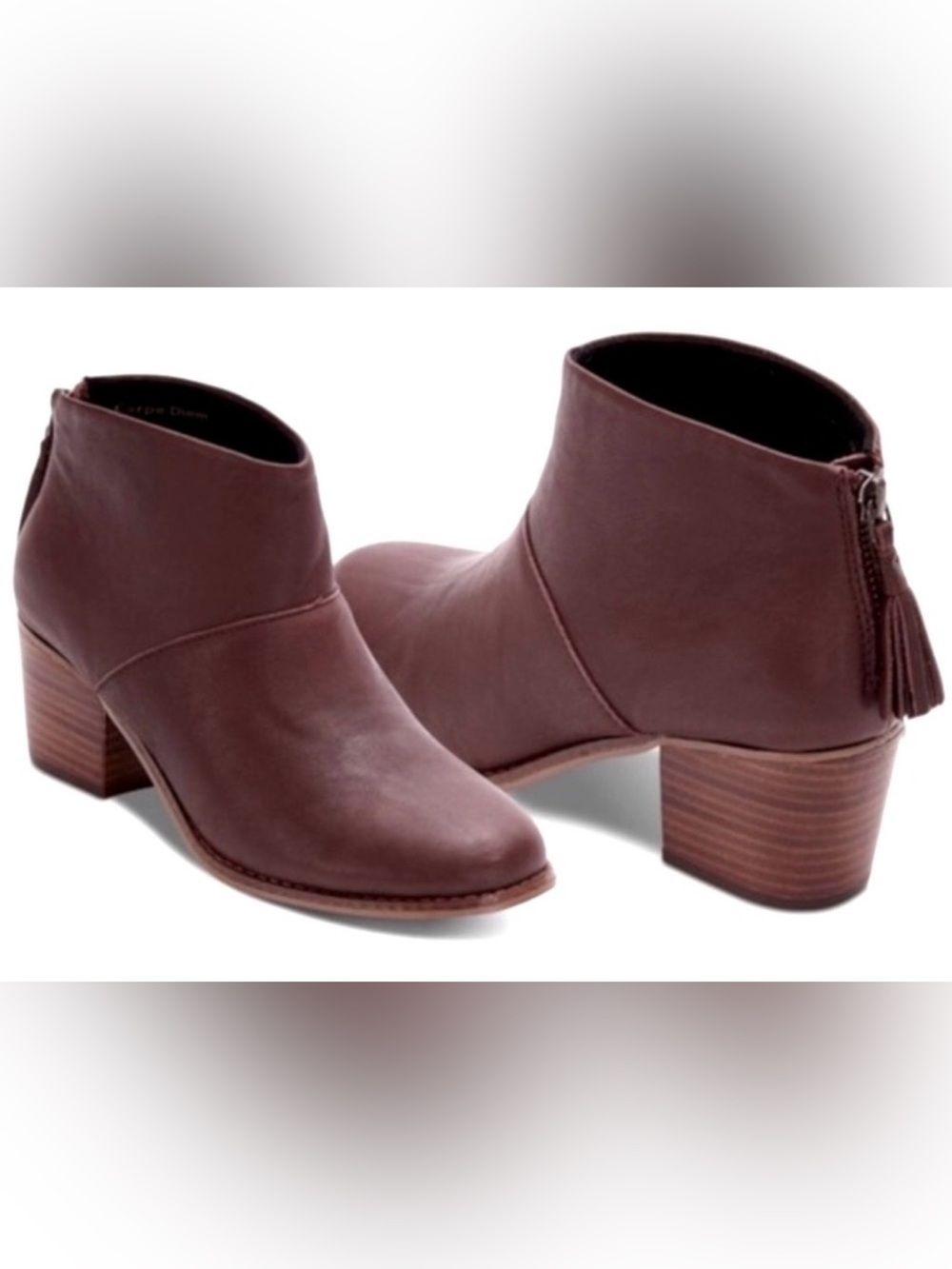 TOMS Oxblood Full Grain Leather Leila Booties